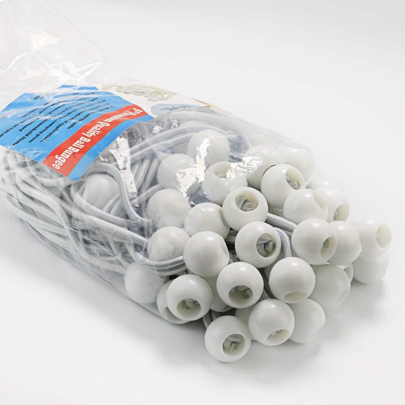 Wellmax 9 inch 50 Piece Heavy Duty 5mm Ball Bungee Canopy Cord by Wellmax, White Color - Image 1